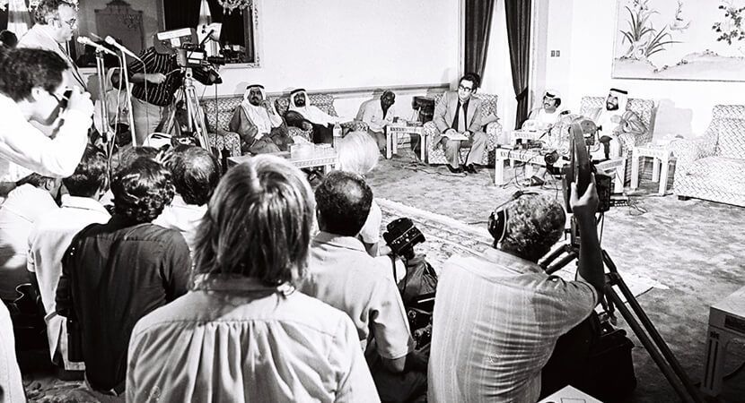 تعيين الراحل، الشيخ أحمد بن حامد آل حامد، وزيراً للإعلام، في أول تشكيل وزاري بعد تأسيس الدولة. بالإضافة إلى تأسيس إذاعة رأس الخيمة.